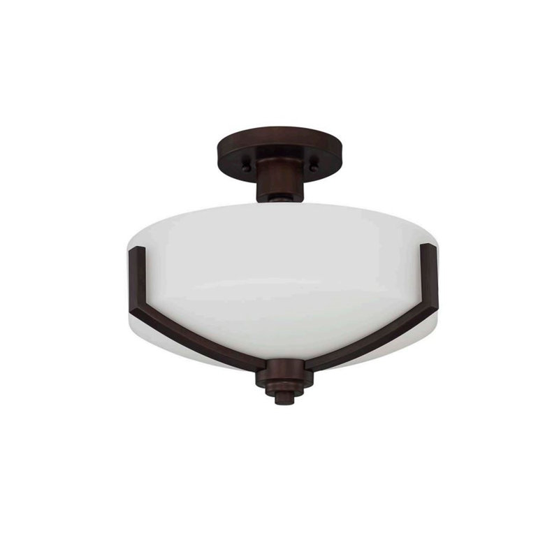 Hier Glass Semi Flush Mount, Bronze
