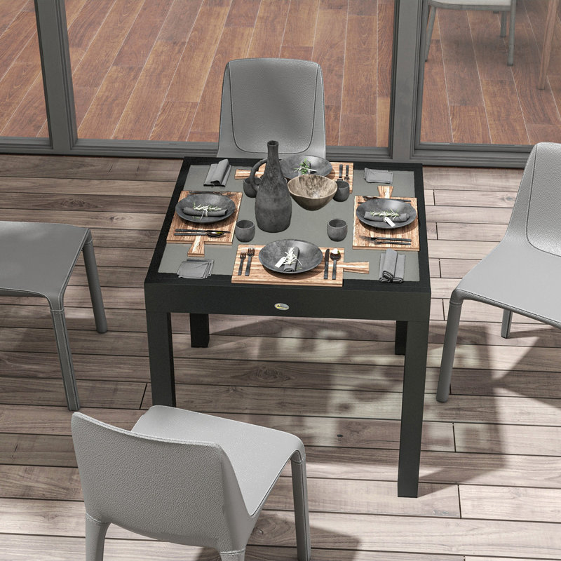 Rectangular Metal Extendable Outdoor Dining Table , 160cm W 80cm D