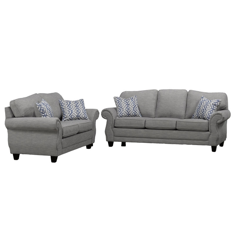 Barry Fabric Sofa & Loveseat Set, Gray