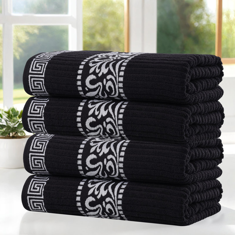 Ensemble de serviettes de bain Mikira Athens, Noir / blanc