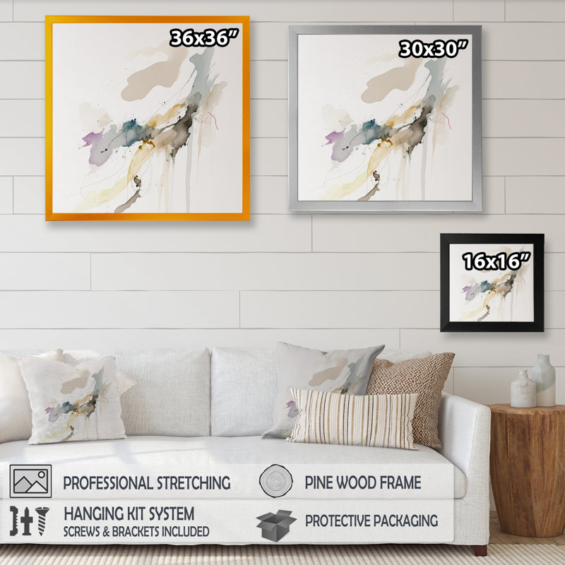 Touched By Mustard - jaune et gris ultime I - reproduction sur toile, H 24 po x l 24 po x P 1 po