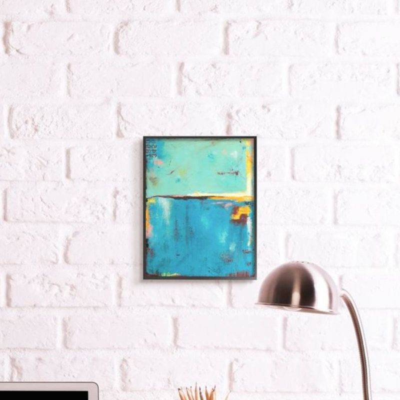 «Shades of Blue Design» par Erin Ashley - reproduction d'art, H 30 po x l 24 po, Giclée encadrée noir minuit