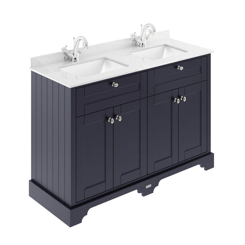 Old London 1222mm Double Bathroom Vanity with Drop In Vitreous China Basin, Twilight Blue