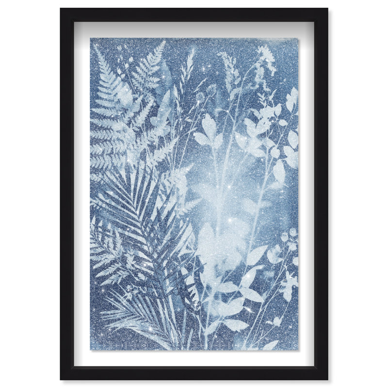 Blue Foliage II Print by Oliver Gal, 21.5"H x 31.5"W, Black Shadowbox