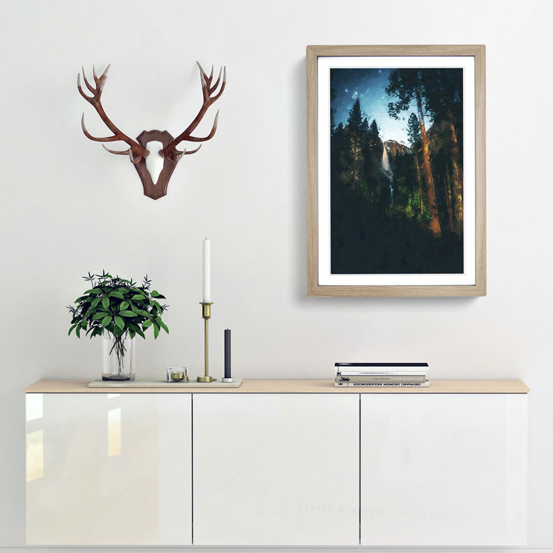 Waterfall Forest - Framed Print, Oak, 76cm H x 50cm W x 2cm D