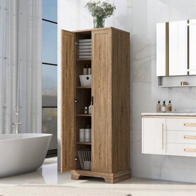 Storage Cabinet With Two Doors For Bathroom, Office, Adjustable Shelf, MDF Board, Brown