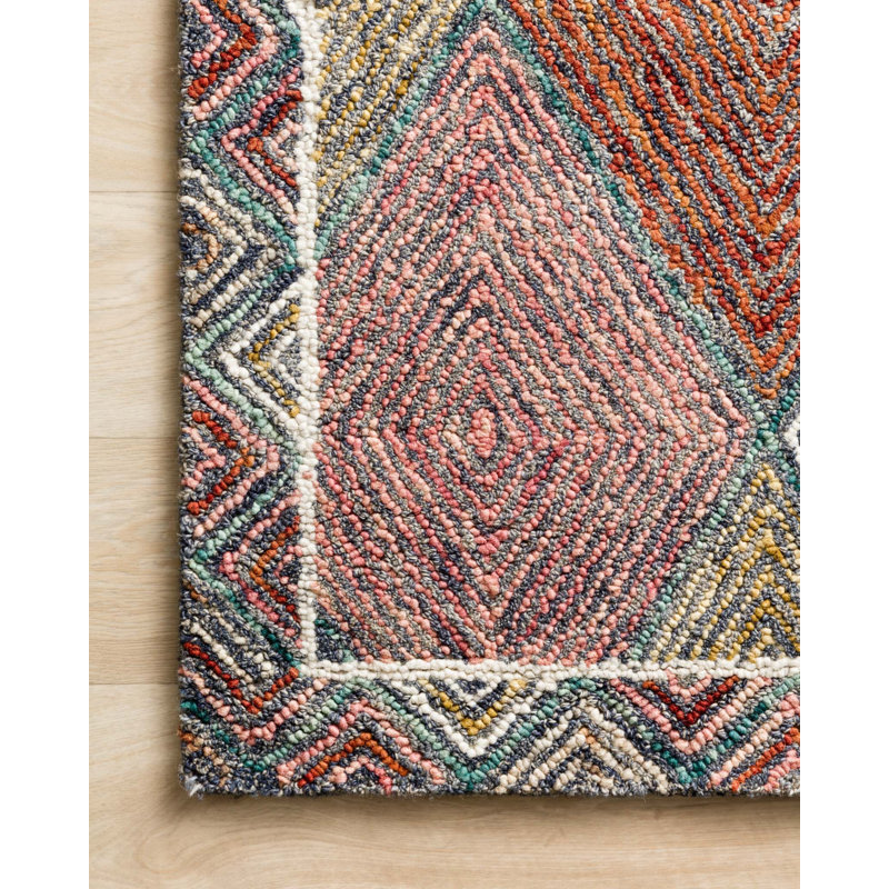 Morecambe Wool Geometric Indoor Rug, Round 3'