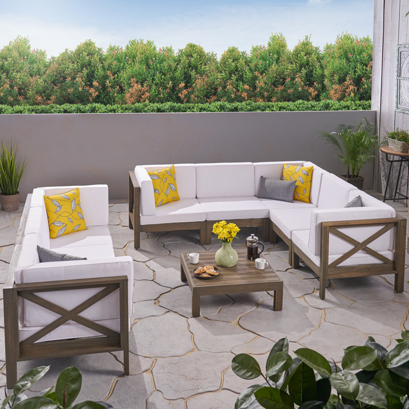 Ensemble de conversation modulaire 9 pièces Carlton, Structure grise / coussin blanc