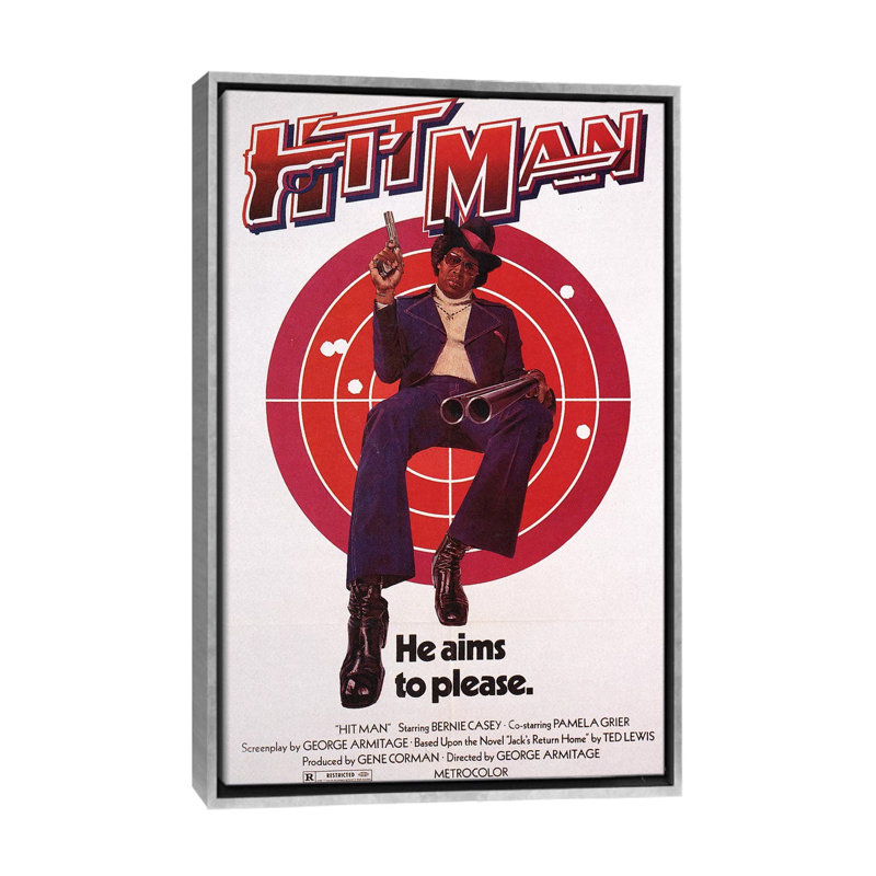 Affiche de film « Hit Man » par radio Days-impression, H 48 po x l 32 po x P 1,5 po, Toile avec cadre argenté, Pas de tapis