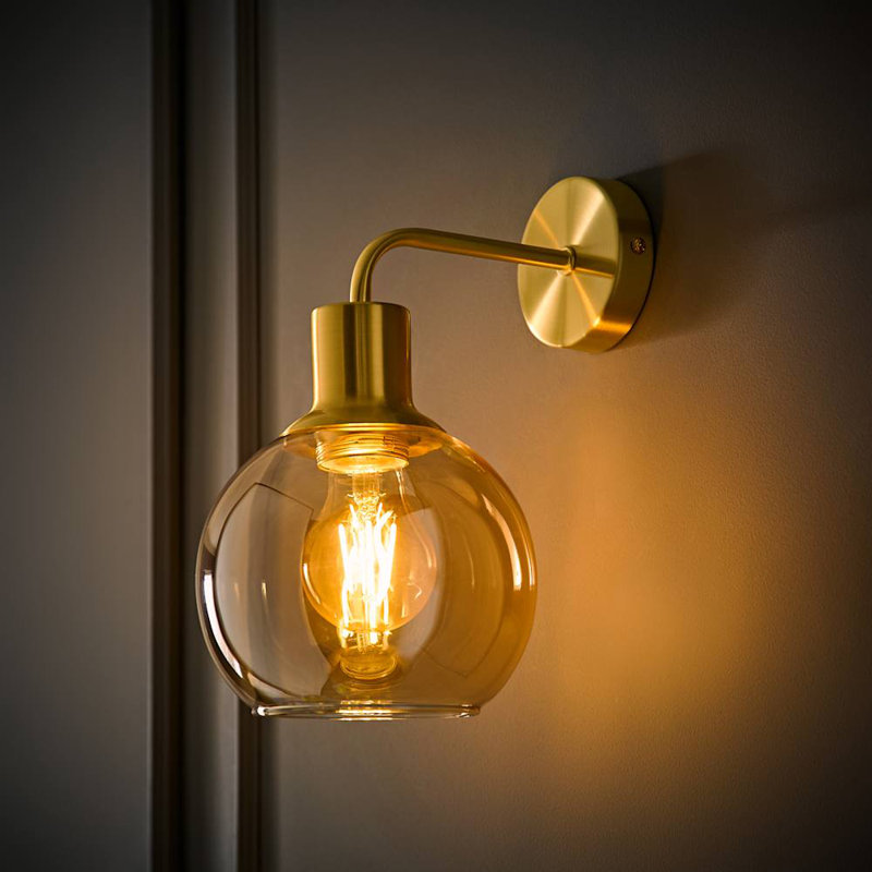 Bellamy Glass Wall Light, Yes, Brushed Gold