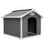 Grande niche pour chien en plastique, abri extérieur résistant aux intempéries avec évent pour animaux de compagnie pour chiens de taille moyenne à grande, double panneau en PP, gris