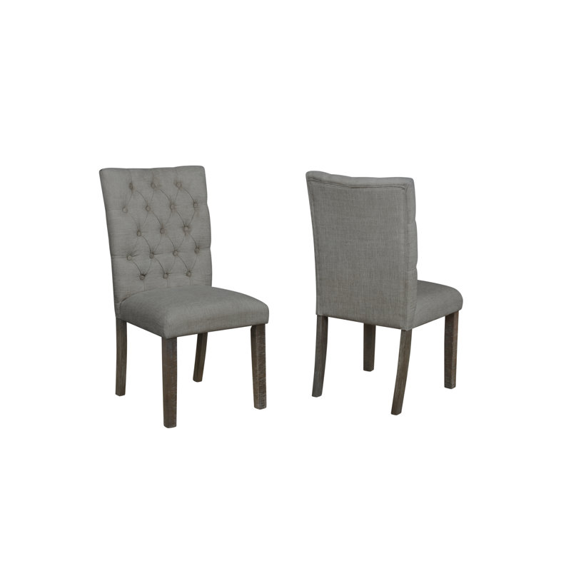 Ensemble repas pour 4 personnes Iftimia, Table rustique en chêne foncé avec chaises grise