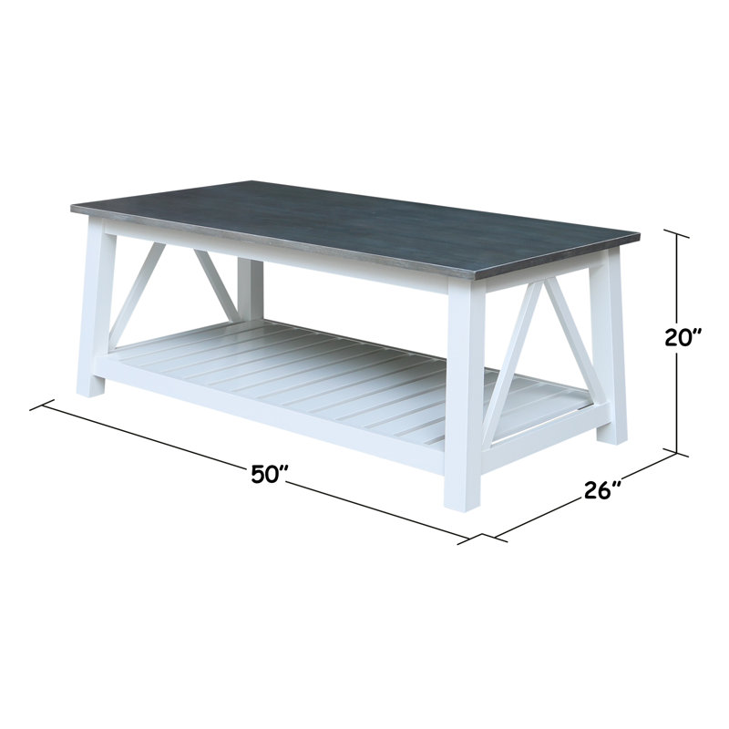 Table basse Surrey, Plateau gris chiné / base blanche