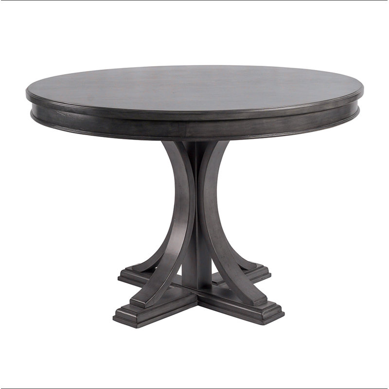 Table de salle à manger ronde de 44 po, finition classique en bois massif pour la salle à manger, Gris