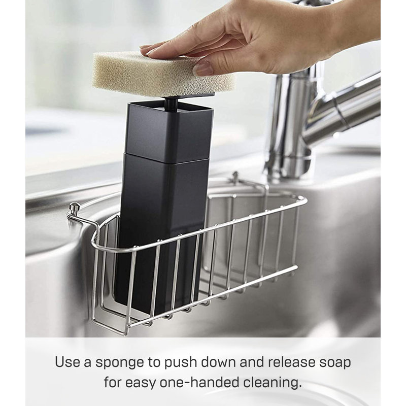 Black Plastic One-Handed Soap Dispenser, 8.5 oz