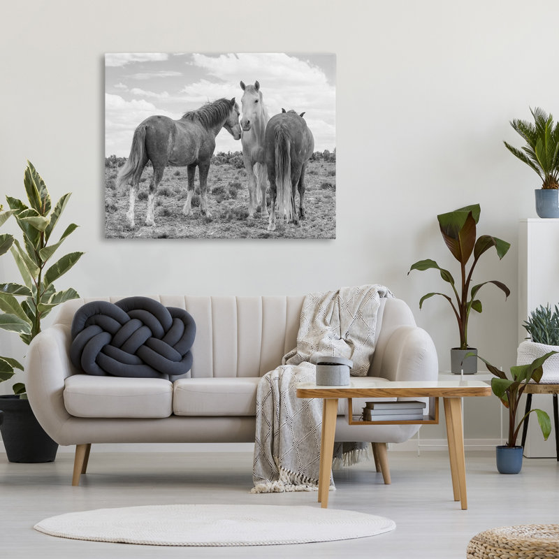 «Horse Trio in Desert», art mural sur toile par JG Studios, H 48 po x l 36 po