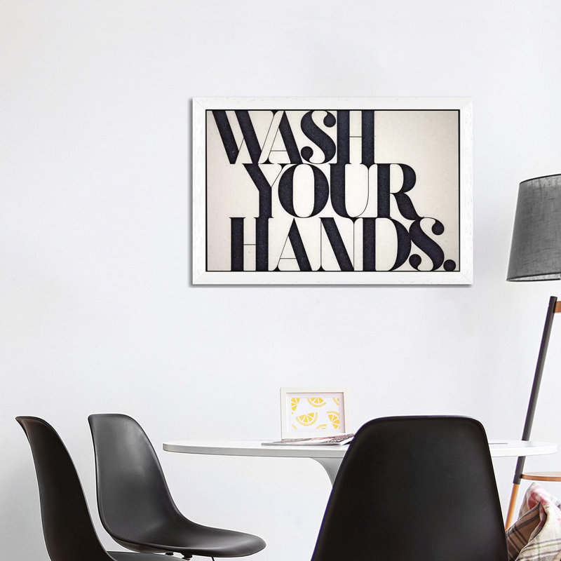 Wash Your Hands - Floater Frame Print on Canvas, 152.5 cm H x 101.5 cm W, White Framed