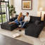 Canapé modulaire 95 po avec repose-pieds Cloud, canapé en forme de U moderne avec siège profond, canapé confortable en velours côtelé 3 places, canapé en mousse à mémoire de forme pour salon, sans assemblage-129052989-129052990