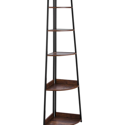 Étagère d'angle à 5 niveaux pour organiser et exposer des livres, des plantes, des petits objets - Étagère avec pieds réglables