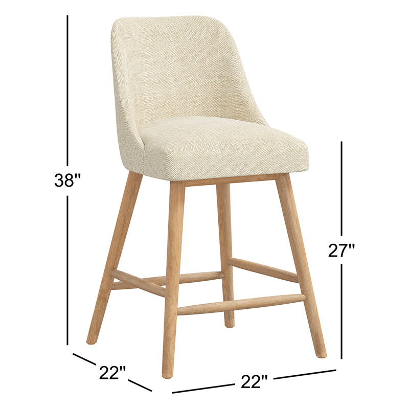 Tabouret de bar et de comptoir Gallie, Tabouret de comptoir (hauteur de siège de 27 po), Tweed Sustain® toile Milsap