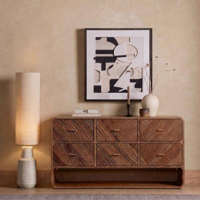 Kyondra Ceramic Floor Lamp with Linen Shade, Sand