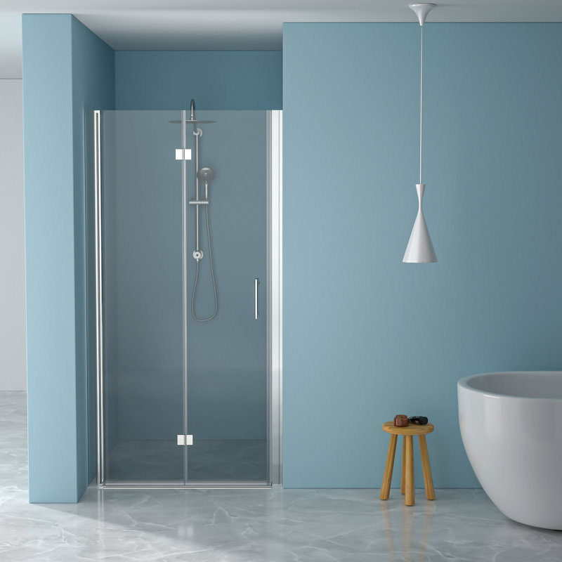 Porte de douche pliante sans cadre avec verre trempé