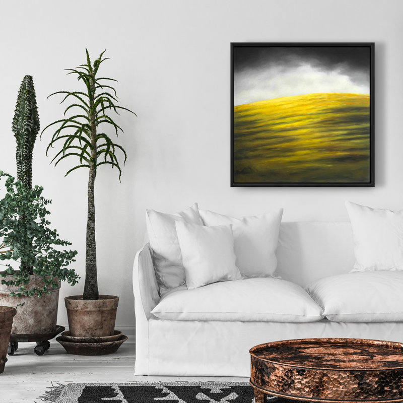 Colline jaune, reproduction sur toile, Toile encadrée noire, H 24 po x l 24 po