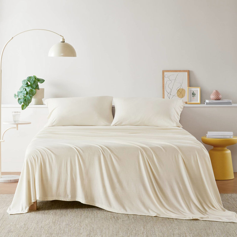 Draps de très grande taille en mélange de coton - tricotés pour un confort toute l'année, Crème, crème