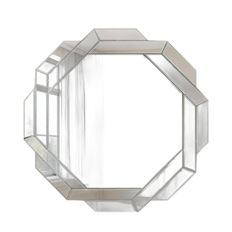 30" Octagon Beveled Geometric Frameless Accent Mirror
