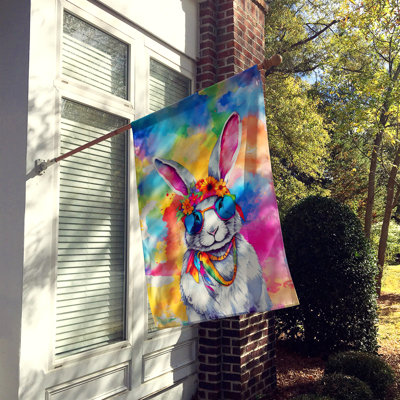 Drapeau de la maison d'un lapin hippie