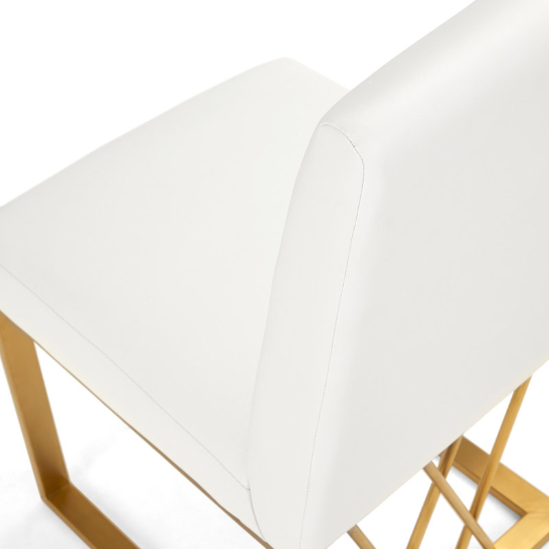 Chaise d'appoint rembourrée Nefi, Blanc, Doré