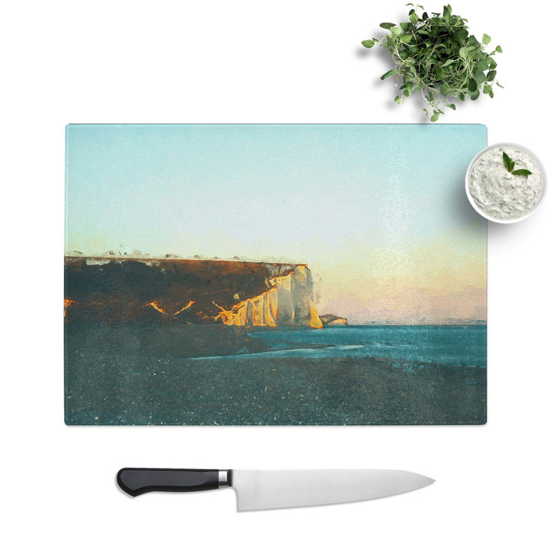 Tempered Glass Seven Sisters Cliffs in Eastbourne Chopping Board, 39 cm W x 28.5 cm L