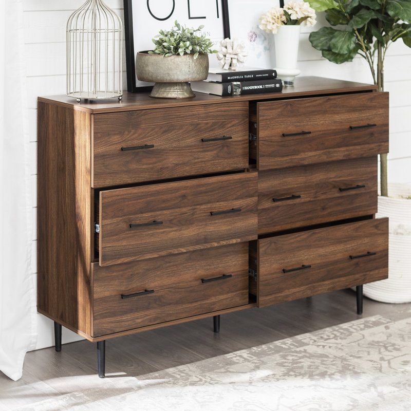 Catt 52'' W 6 - Drawer Dresser, Dark Walnut/STURDY