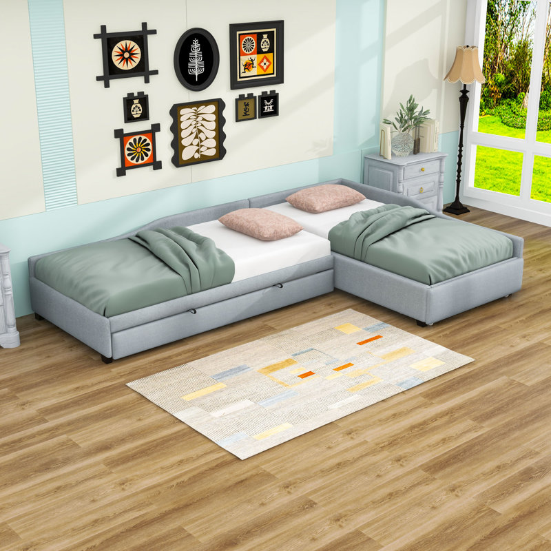 1 Drawer Upholstered Double Twin Daybed with Twin Trundle, White