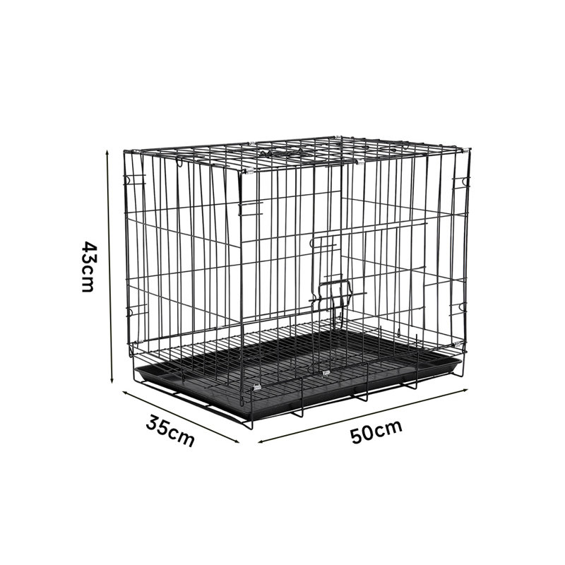 Warsaw Plastic Tray Iron Pet Cage with 2 Doors, Small (43cm H x 50cm W x 35cm D)