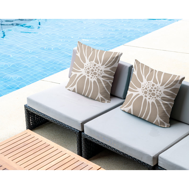 Housse et insert de coussin décoratif intérieur / extérieur en mélange de polyester, Beige, L 19 po x H 19 po