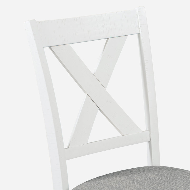 Ensemble de table de salle à manger en bois avec table, banc et 4 chaises Crescenzo, Blanc / gris