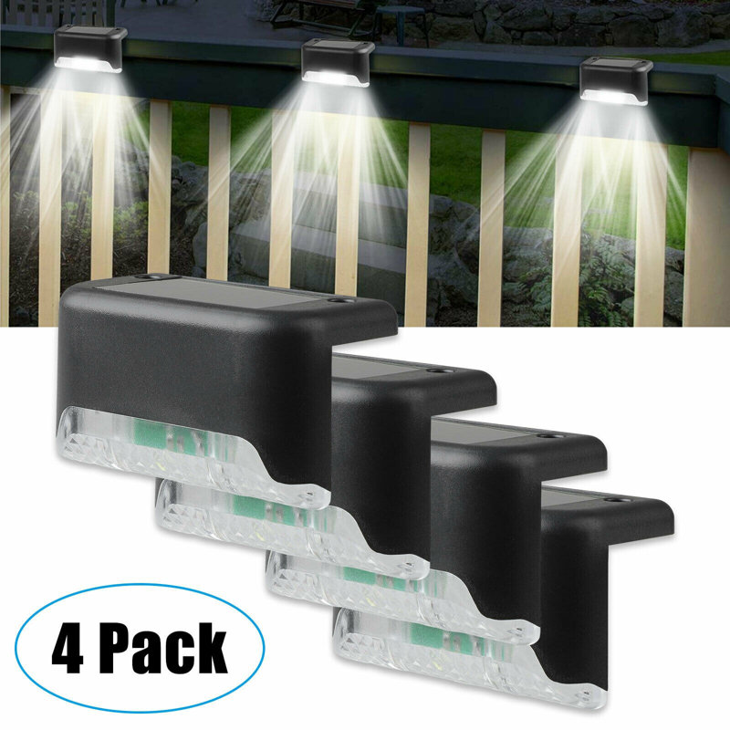 Black Solar Powered LED Deck Rail Light Pack, Set of 4