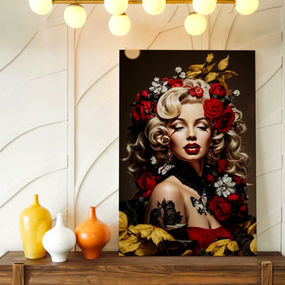 Glamour Woman Bubble Gum Pink Pop Portrait Canvas Wall Art Print, Pink Stylish Poster Artwork For Living Room Decor, Gallery Wall Accent, Modern Home Decor, Statement Wall Decor