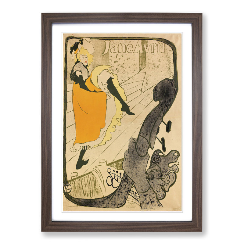 Jane Avril Vol.2 by Henri De Toulouse-Lautrec - Picture Frame Painting, 90cm H x 65cm W x 2cm D, Walnut
