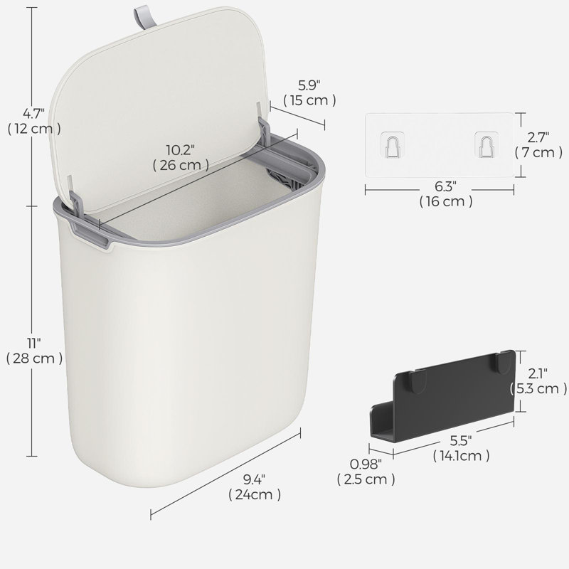 Poubelle murale suspendue 2,4 gallons