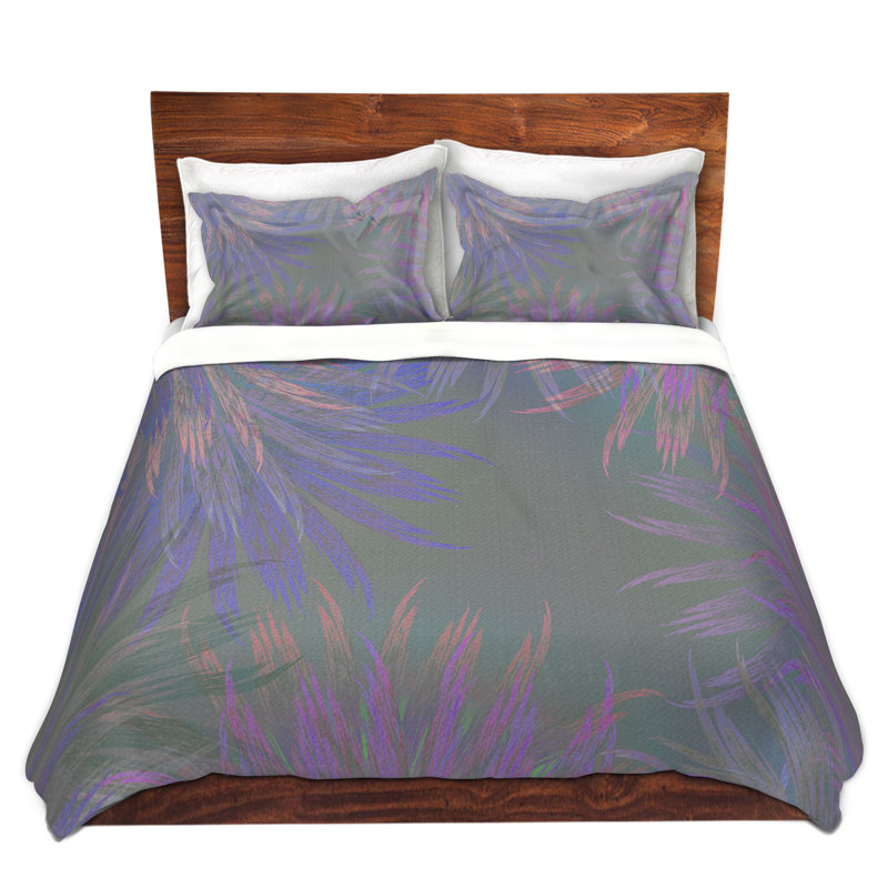 Ensemble de housse de couette laisses, 1 housse simple + 1 taie standard, Mauve / Rose / Bleu