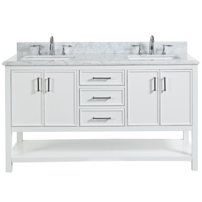 Paulene 60'' Double Bathroom Vanity with Marble Top