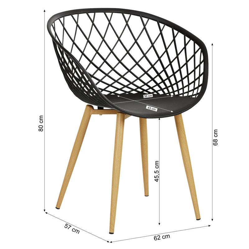 Skylar Garden Chair with Armrests Set of 4 Plastic Balcony Chairs Kitchen Chairs Outdoor Chair Patio Chairs, Black