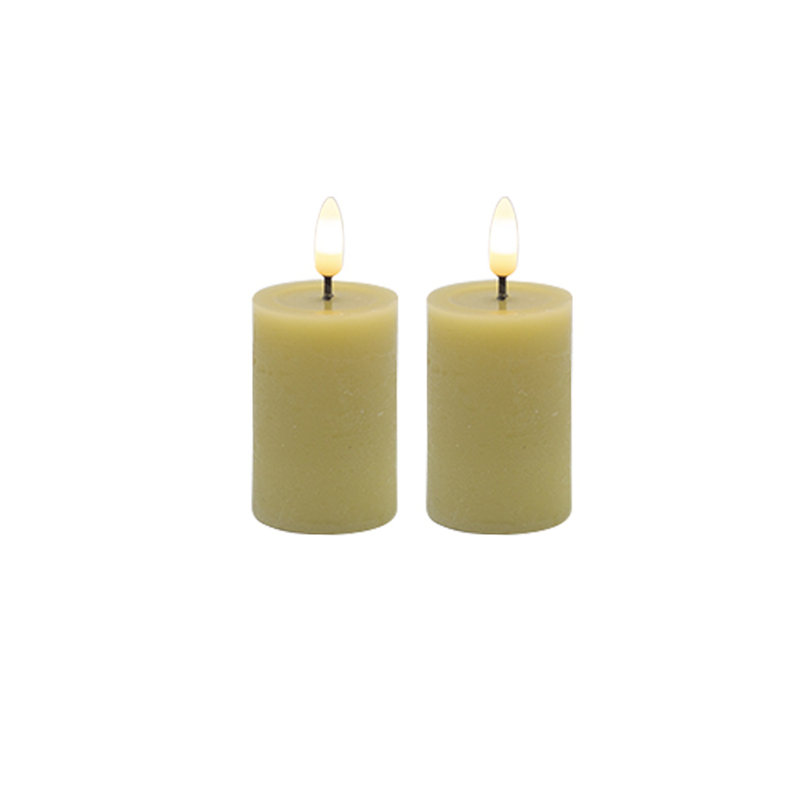 Ensemble de bougies sans flamme 2 pièces, Jaune