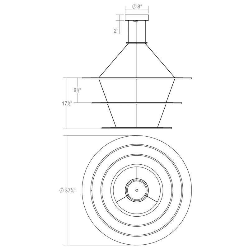 Arctic Rings 3 - Light LED Chandelier, 17" H x 37.25" W x 37.25" D, Bright Satin Aluminum