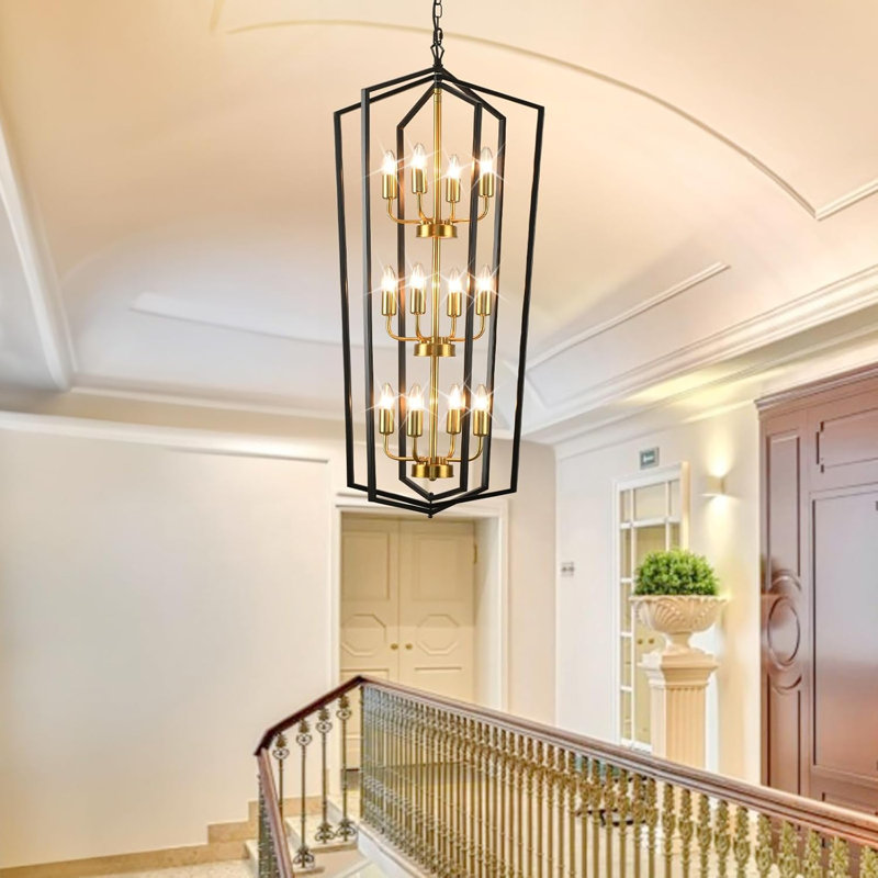Hokku Designs 12-Light Chandelier For High Ceilings, Modern Tiered