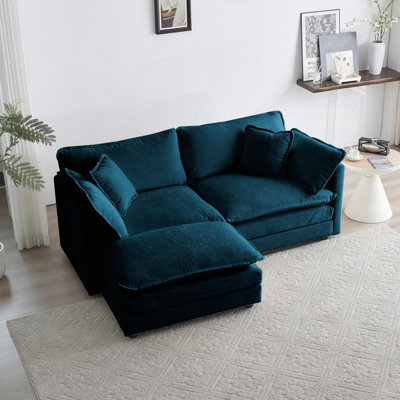 Two-Seater Sofa With 1 Footrest, 2 Seater L-Shaped Sectional With Ottoman, Loveseat With Ottoman, Living Room Sofa