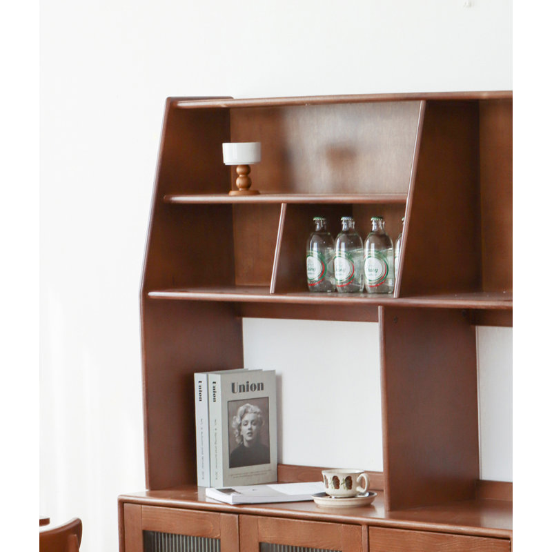 Armoire alimentaire simple en bois massif avec porte en verre