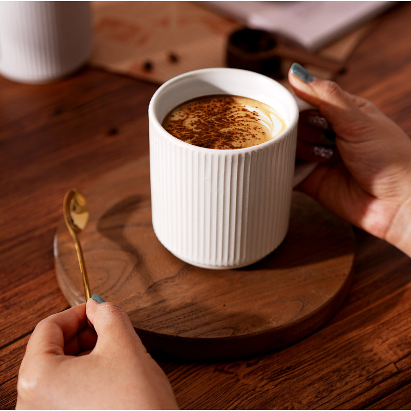 Grande tasse à café en grès Azal, Blanc mat, 12 oz